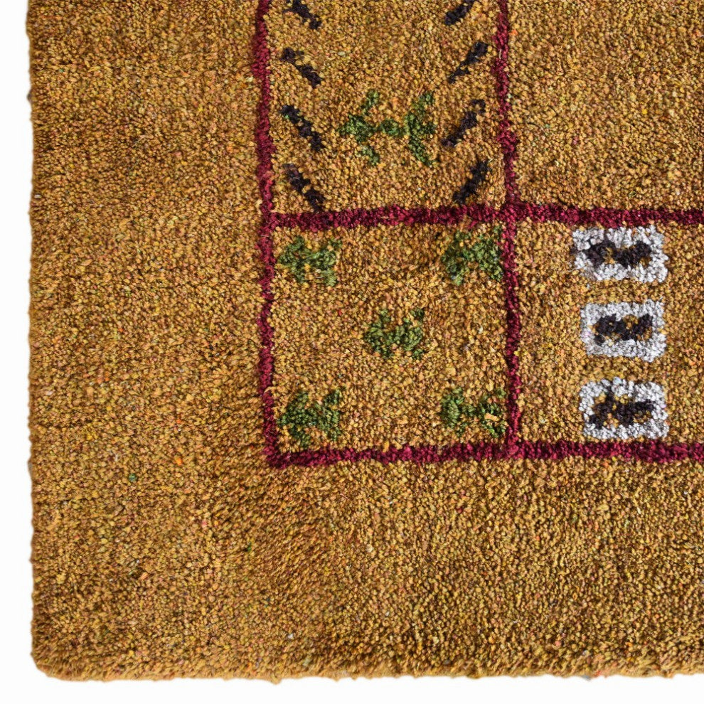 HAND KNOTTED LOOM SILK ECO-FRIENDLY AREA RUG -9'x12',Rectangle,Gold,Contemporary