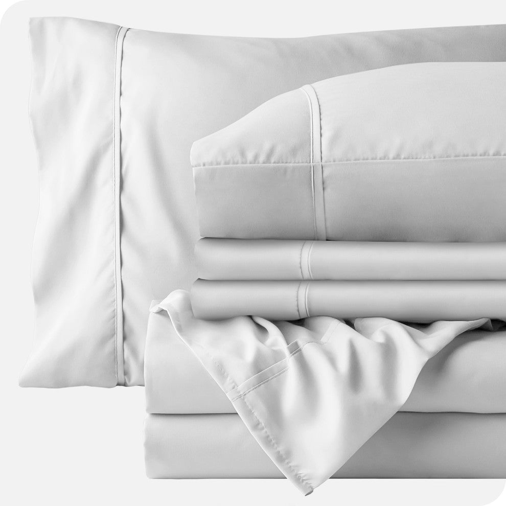 Bare Home 6-Piece Microfiber Sheet Set, Cool White, Full Xl