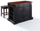 Drop Leaf Breakfast Kitchen Island, Black, 24" Upholstered Square Seat Stools