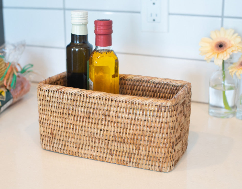Artifacts Rattan Petite Basket, Honey Brown