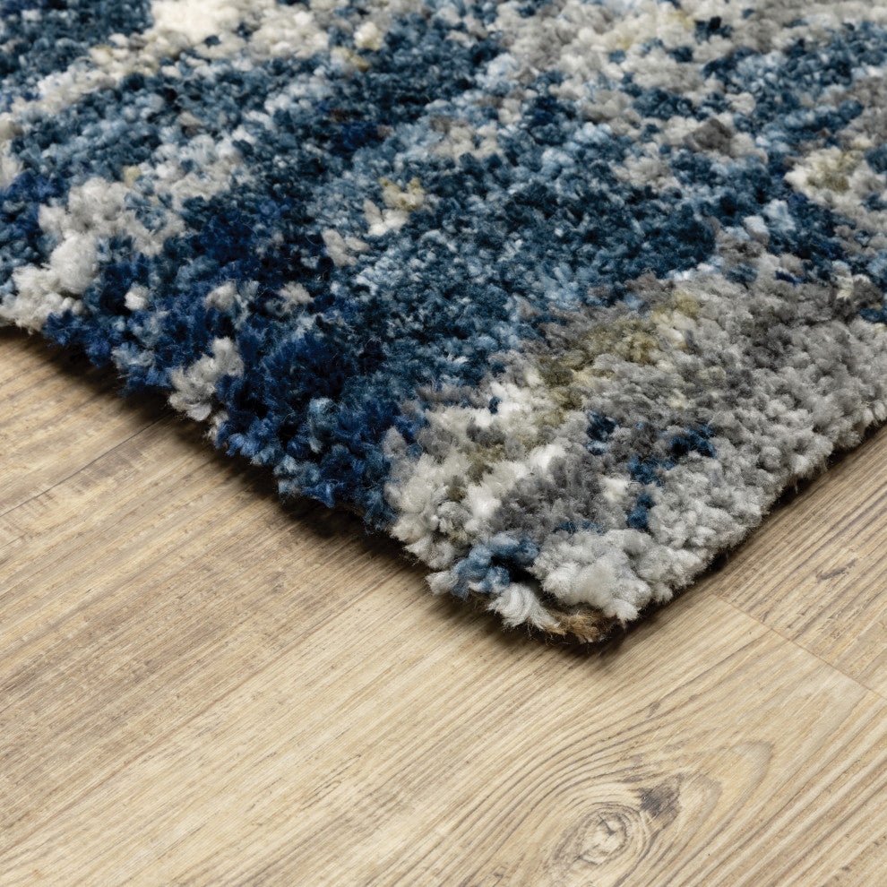 Ashton Galaxy Shag Grey/Blue Area Rug, 3.10X5.5