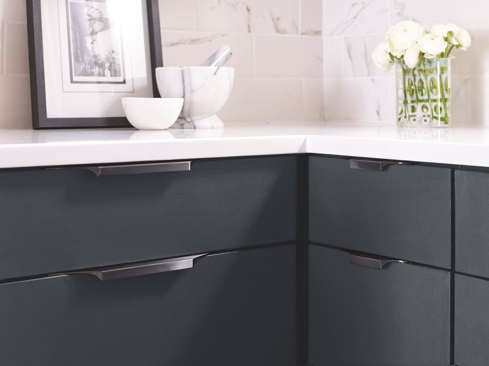 Extent 4-3/16" CTC Cabinet Edge Pull, Black Chrome