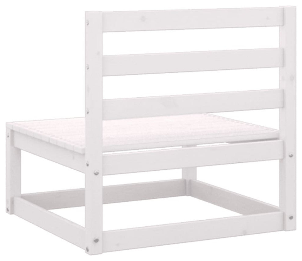 vidaXL 3 Piece Patio Lounge Set With Cushions White Solid Pinewood