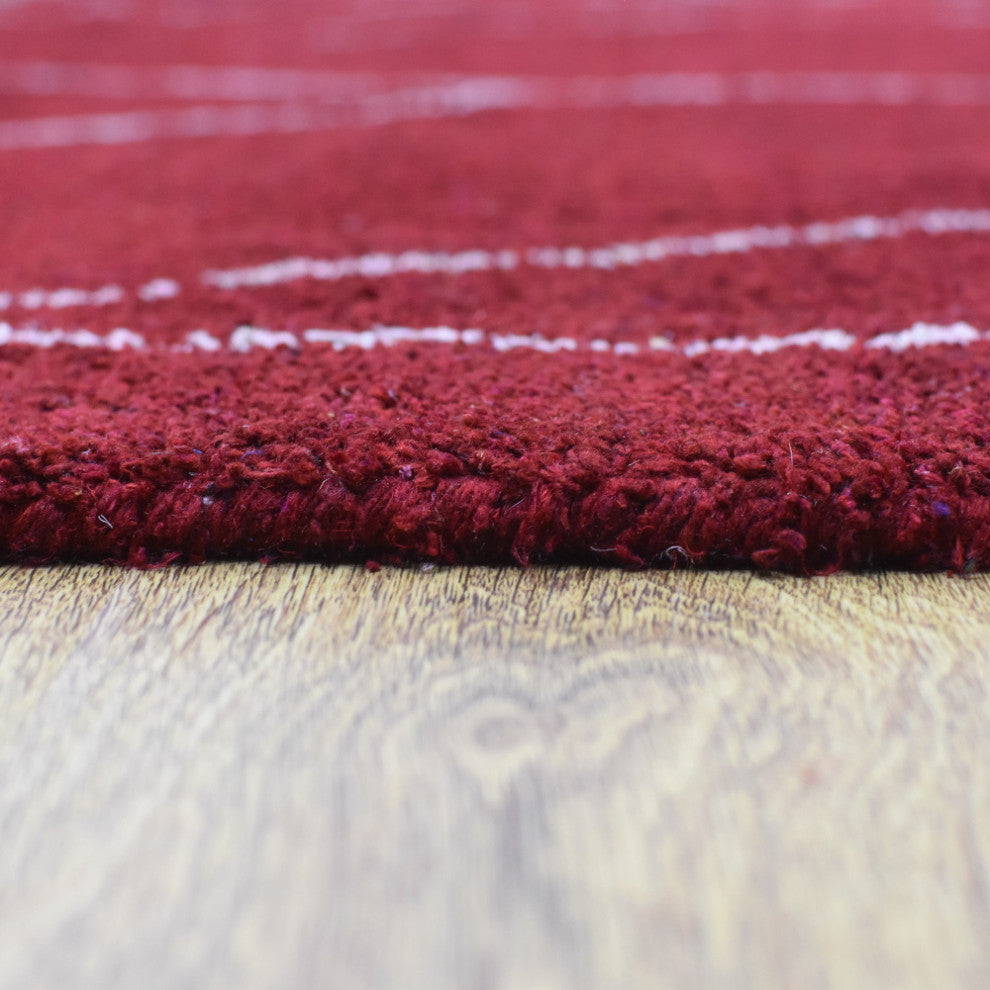 HAND KNOTTED LOOM SILK ECO-FRIENDLY RUGS-8'x10',Rectangle,Red White,Contemporary