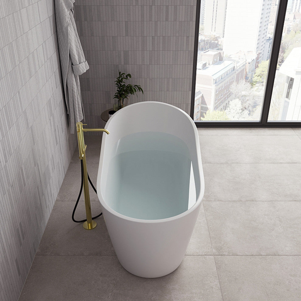 55" Streamline NDR-342-12-PBR Freestanding Tub, Tray, Drain in Polished Brass