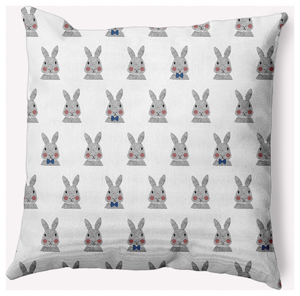 Bunny Fluffle Easter Decorative Throw Pillow, Dark Cobalt Blue, 26x26"