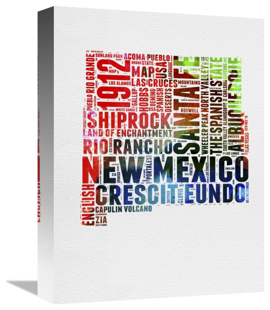 "New Mexico Watercolor Word Cloud" Fine Art Print