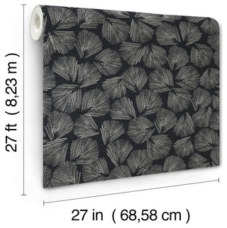 Elora Leaf Black Wallpaper