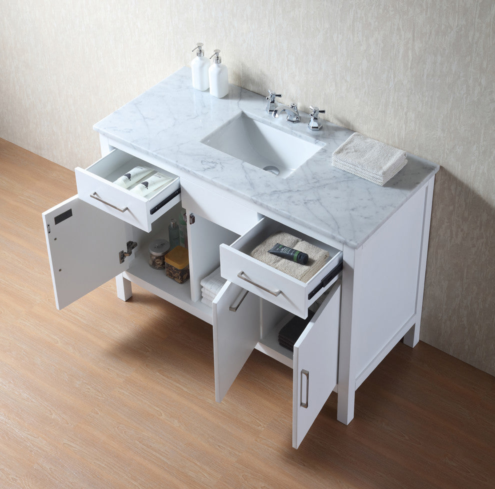 Stufurhome Atreus 48" White Single Sink Bathroom Vanity