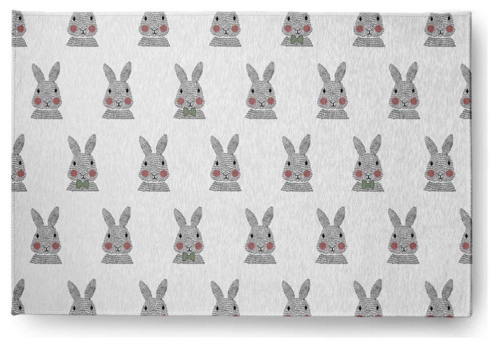 Bunny Fluffle Easter Chenille Rug, Laurel Tree Green, 4'x6'