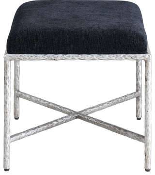 Valley Upholstered Bench, Black, 25" W x 18" D, Silver, Chenille Fabric