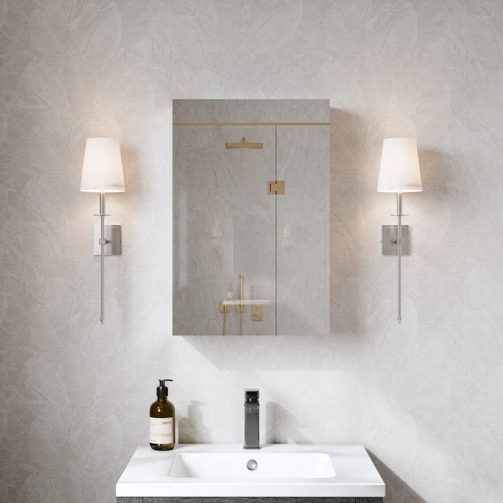 Recessed/Surface Mount Bathroom Medicine Cabinet, Soft-Close Blum Hinges, Left Swing, 16"x24"
