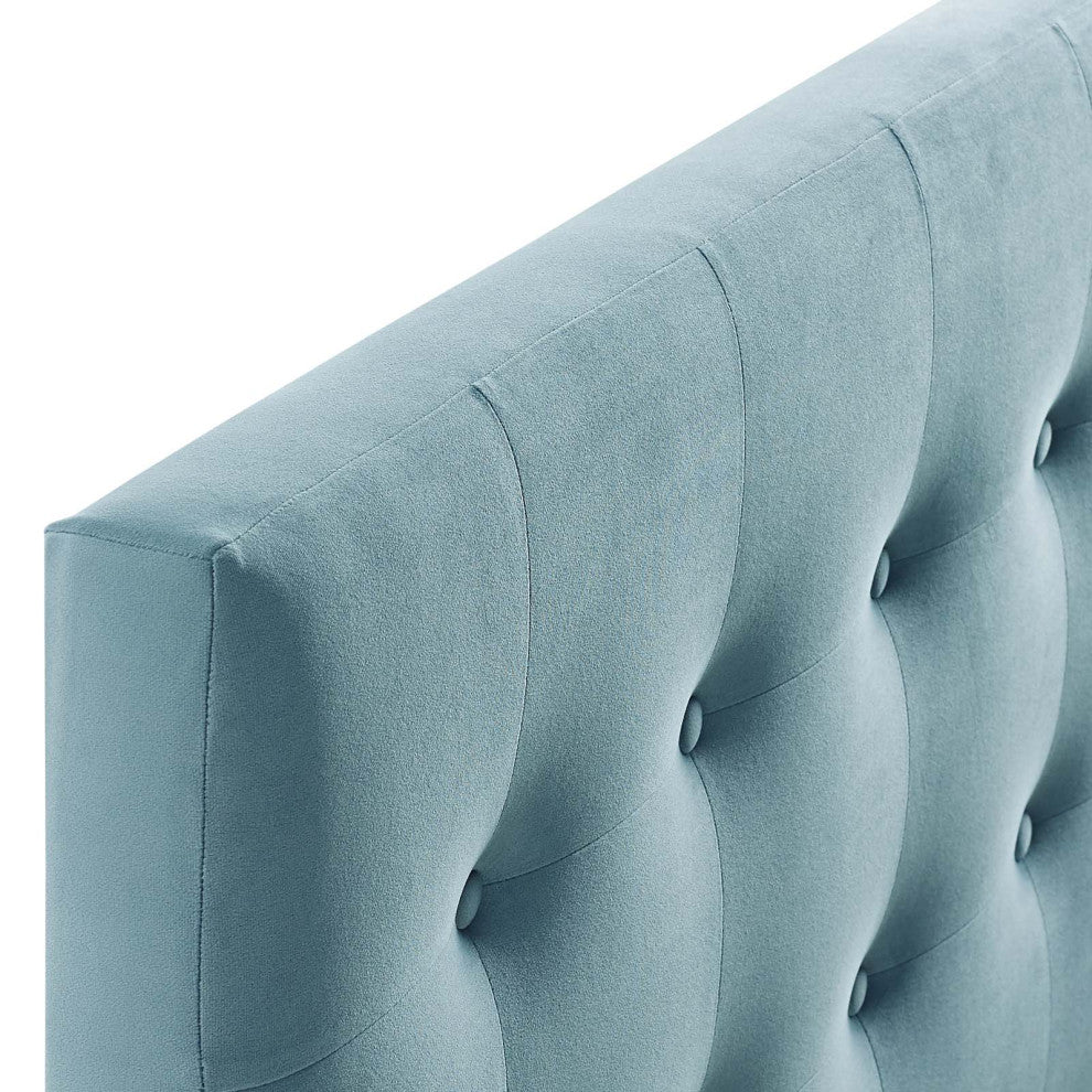 Light Blue Emily King Biscuit Tufted Performance Velvet Headboard