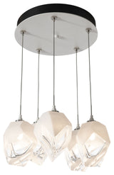 Chrysalis 5-Light Small Crystal Pendant White Finish- Long, White Crystal