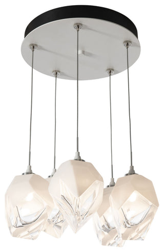 Chrysalis 5-Light Small Crystal Pendant White Finish- Long, White Crystal