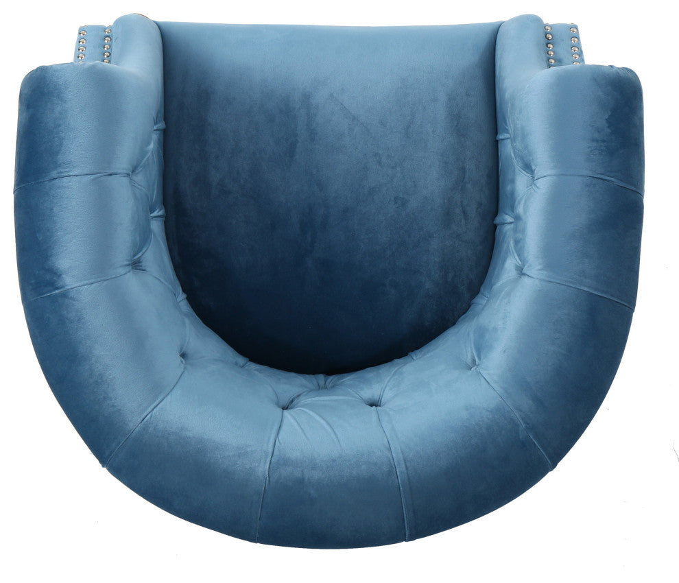 GDF Studio Aries New Velvet Tub Style Club Chair, Aqua