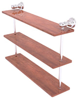 Carolina 22" Triple Wood Shelf, Satin Chrome