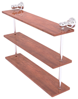 Carolina 22" Triple Wood Shelf, Satin Chrome