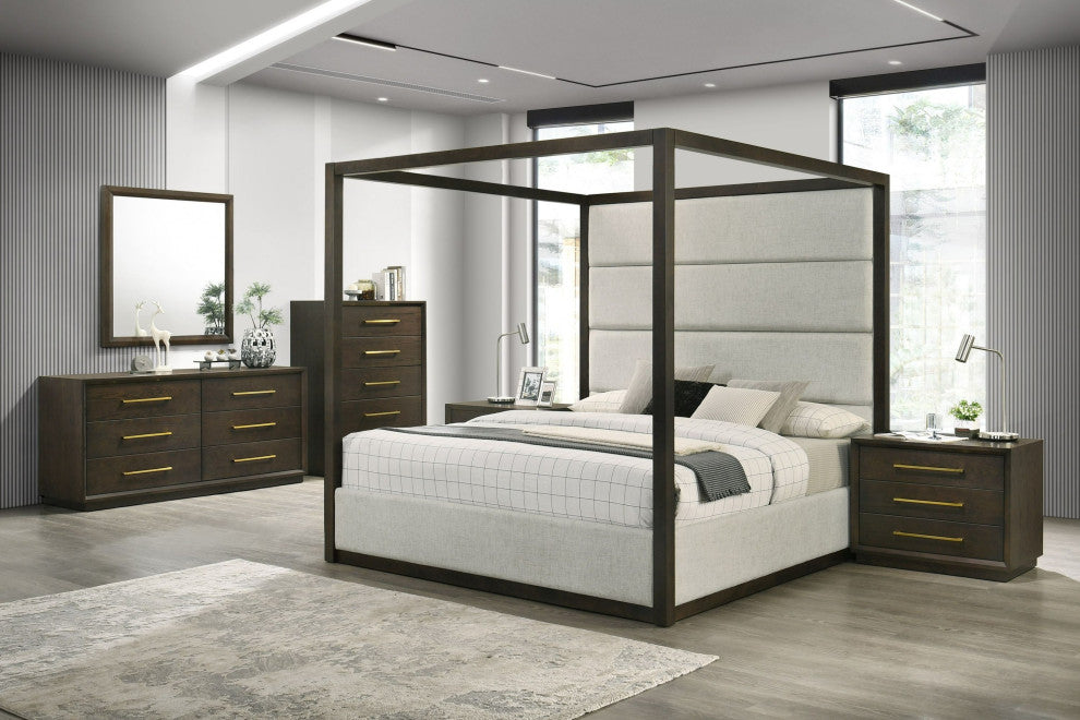 Modrest Manhattan Contemporary Canopy Cherry Bed, Queen