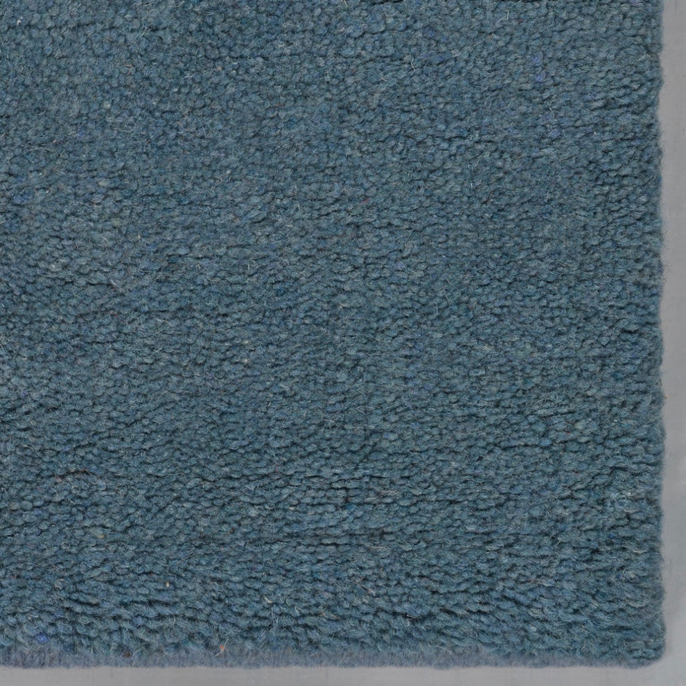Hand Knotted Tibbati Wool Area Rug Contemporary Blue
