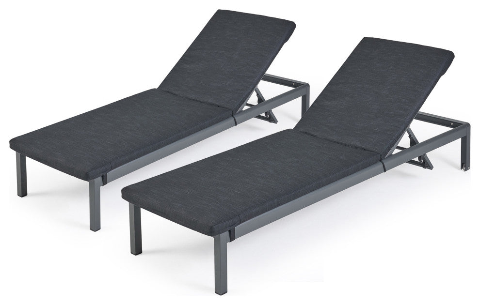 Hemsley Outdoor Chaise Lounge With Cushion, Set of 2