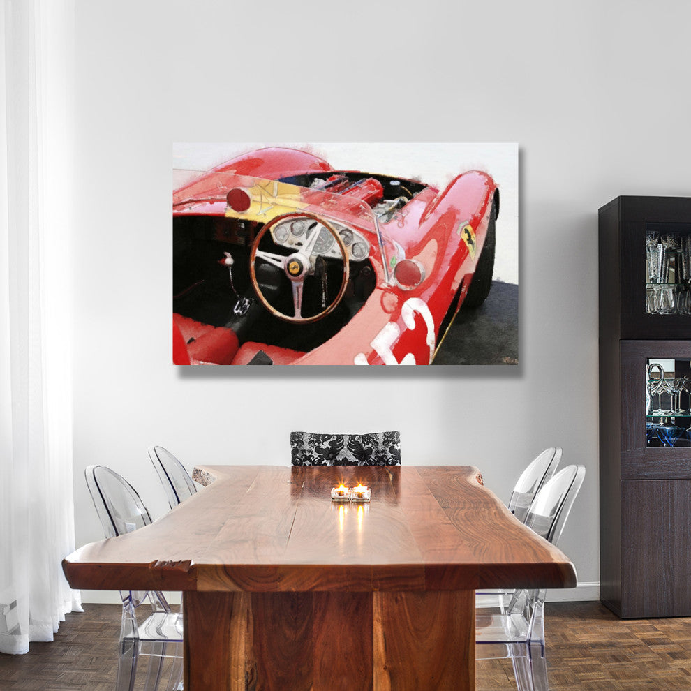 "Ferrari Cockpit Monterey Watercolor" Fine Art Print