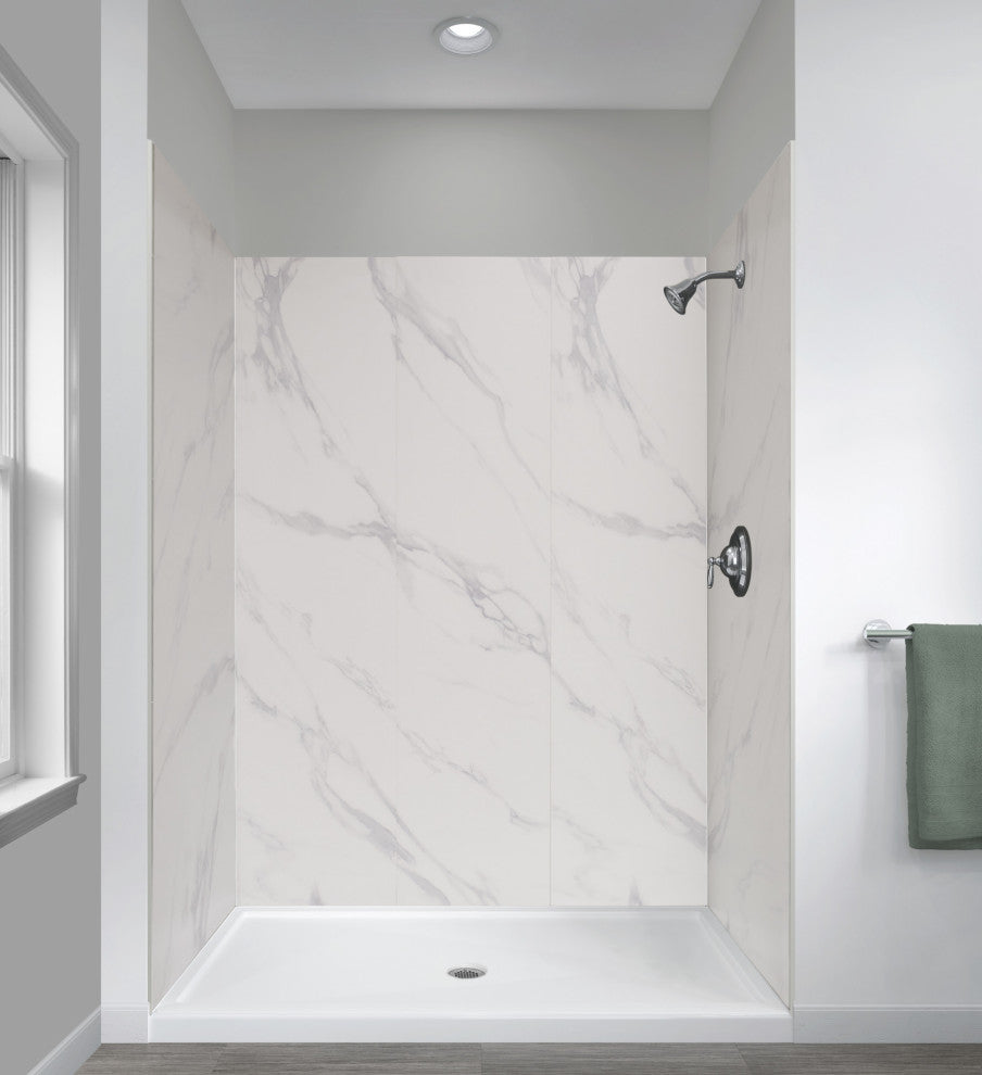 Miseno MSW784834 ReadySet 48" X 34" X 78" Five Panel Alcove - Carrara White