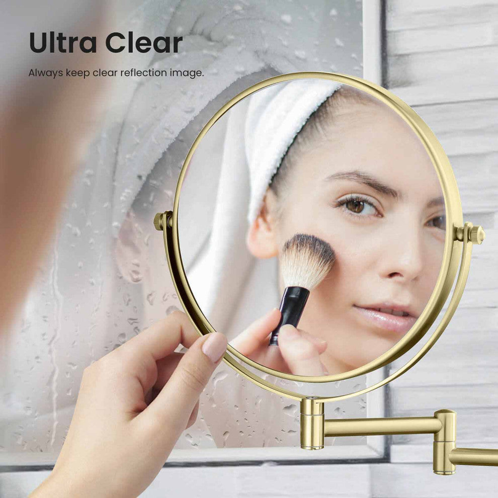 Circular Magnifying Makeup/shaving Mirror, Brushed Gold