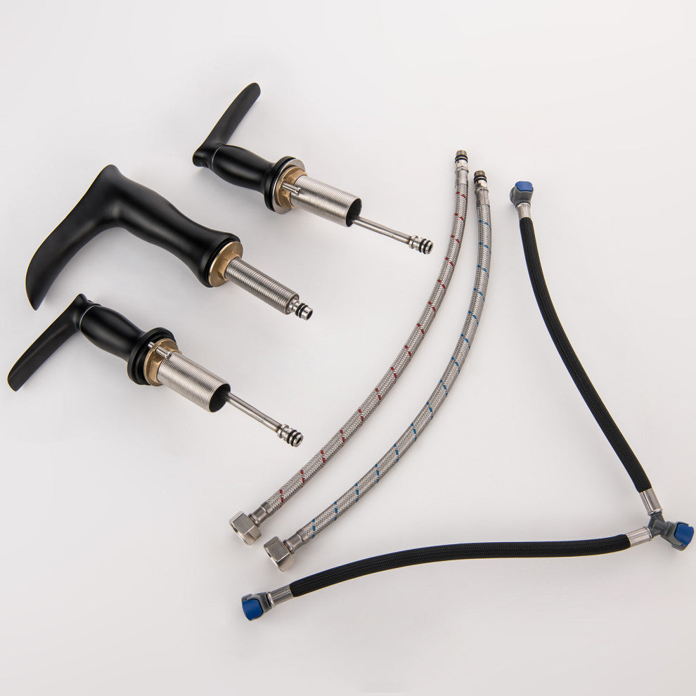 Deck Mounted Widespread Dual Handles Bathroom Faucet