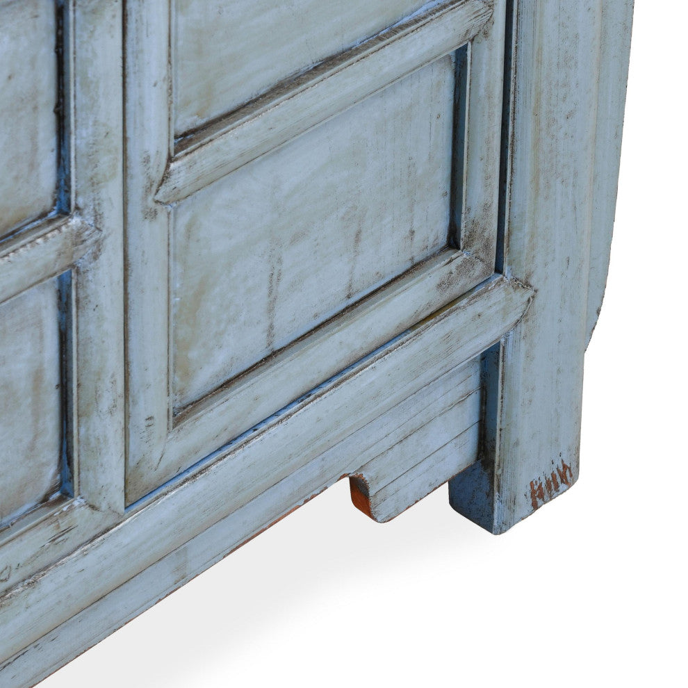 Crafton 4-Door Reclaimed Pine Wood Blue Sideboard Buffet