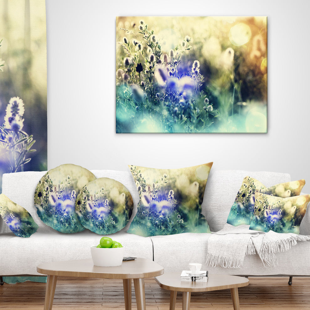 Blue Mountain Meadow Flowers Floral Throw Pillow, 18"x18"