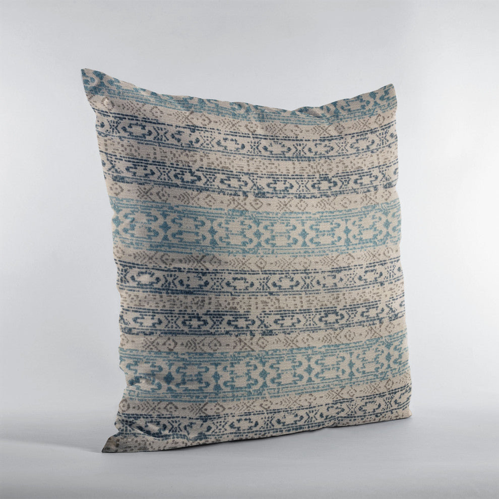 Plutus Blue Mayan Stripe Luxury Throw Pillow, 16"x16"