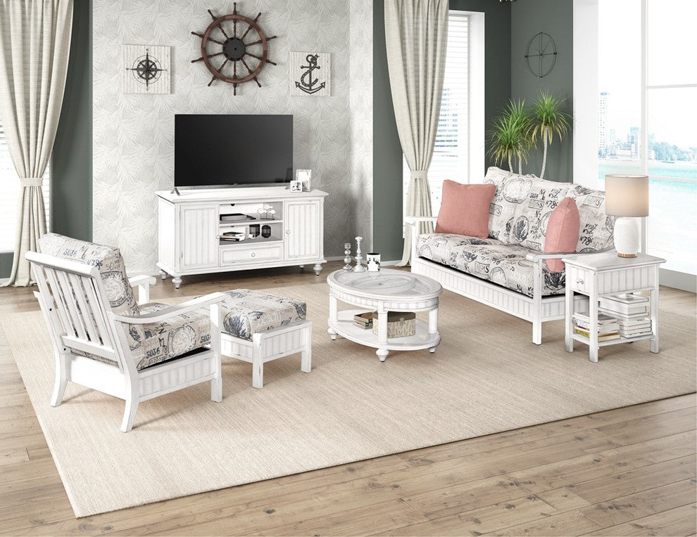 Monaco Oval Coffee Table With Tray Insert, White