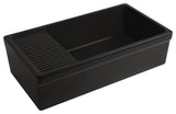 Large Reversible Matte Fireclay Kitchen Sink with Integral Drainboard