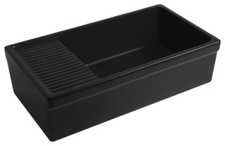 Large Reversible Matte Fireclay Kitchen Sink with Integral Drainboard