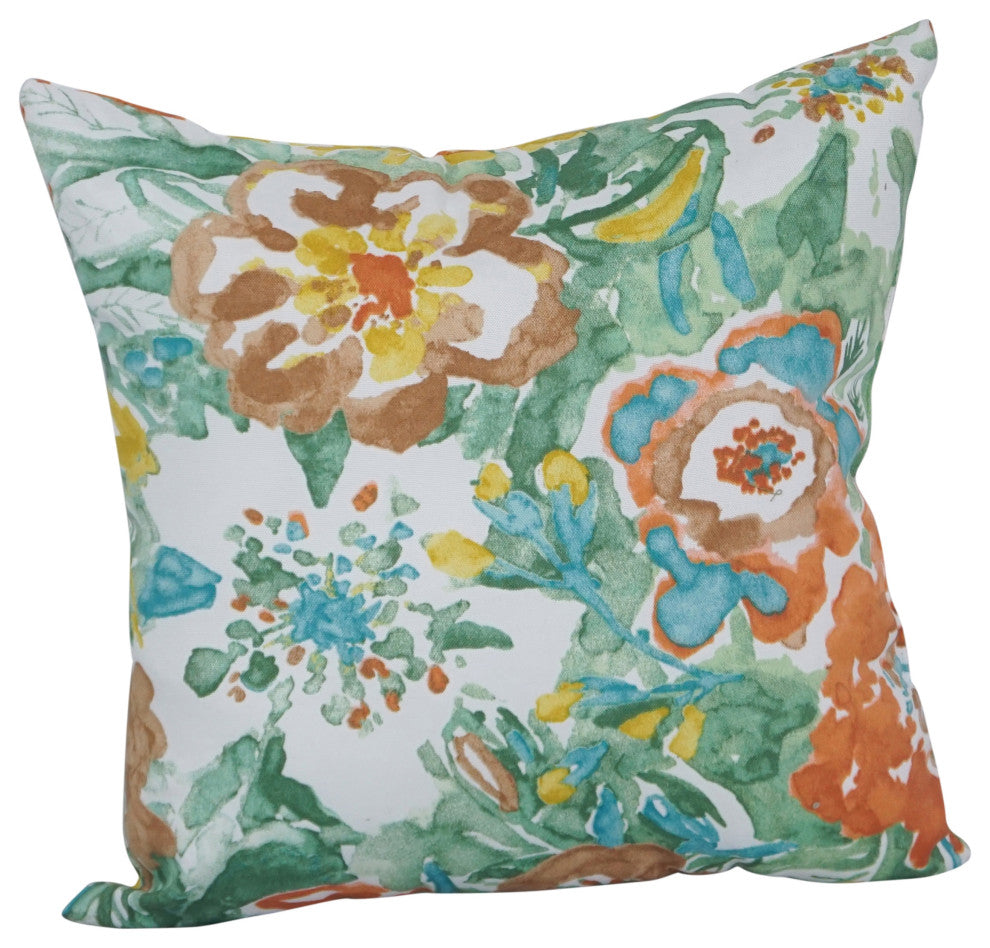 17" Square Polyester Outdoor Throw Pillows, Set of 4, Sun River Mist