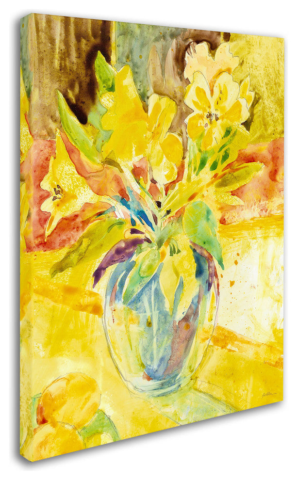 'Vase with Yellow Flowers' Canvas Art by Sheila Golden