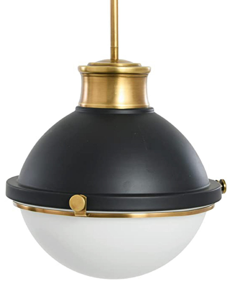 Frosted glass Matte Black Pendant Light fixture sleek metal shade Light