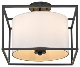 Golden Lighting 2243-SF Manhattan 3 Light 15"W Semi-Flush Square - Matte Black