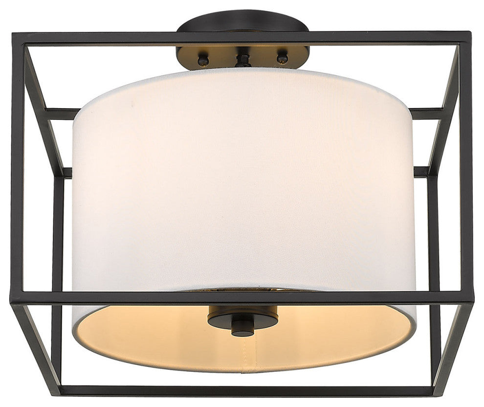 Golden Lighting 2243-SF Manhattan 3 Light 15"W Semi-Flush Square - Matte Black