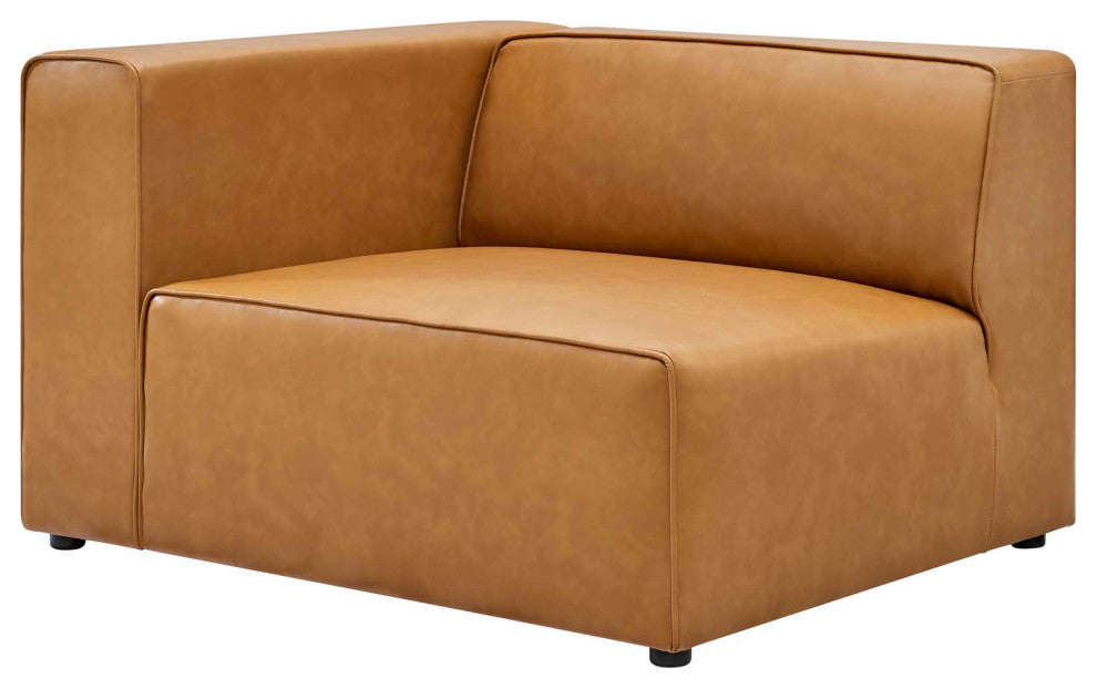 Mingle Vegan Leather 2-Piece Sectional Sofa Loveseat-Tan