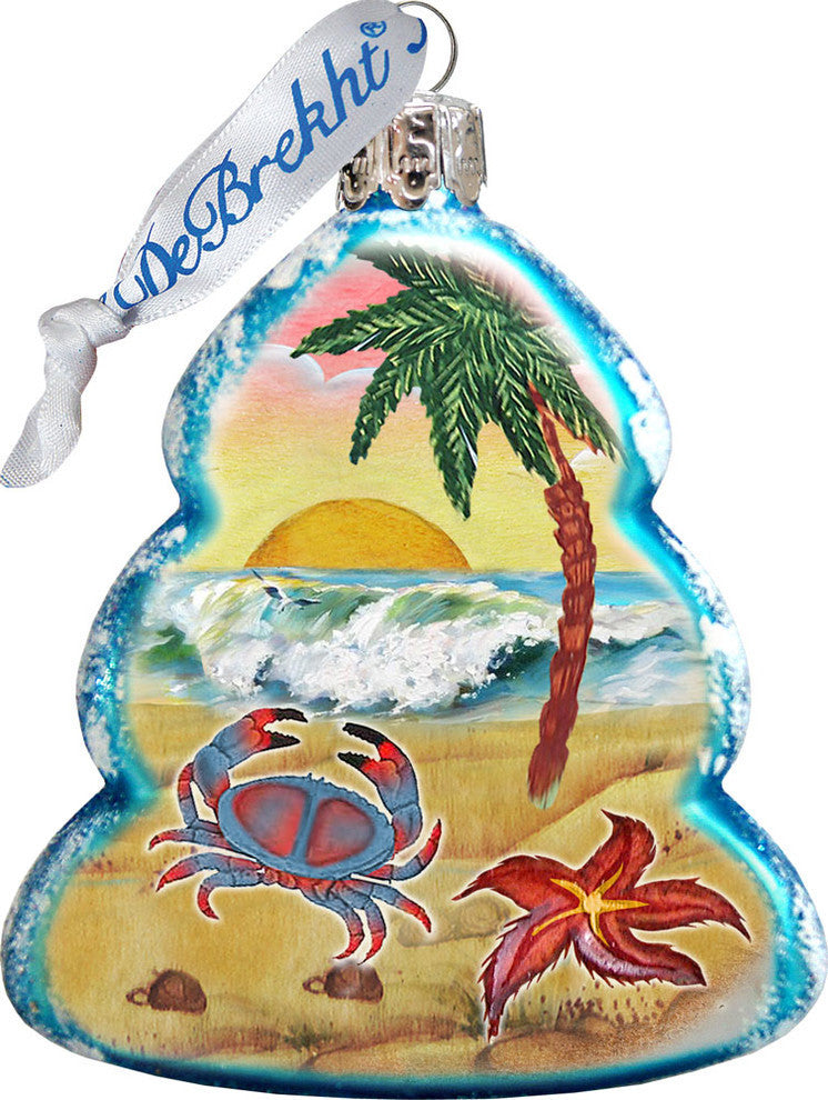 Keepsake Tree Crab Coastal Scenic Glass Ornament
