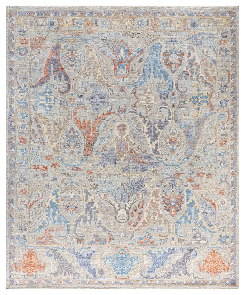 Oushak One-of-a-Kind Hand-Knotted Area Rug Light Gray, 8'1" x 10'0"