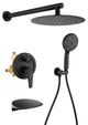 Wellfor Shower Faucet Set, 10" Ceiling Shower Head, Handheld Shower, Tub Spout, Matte Black