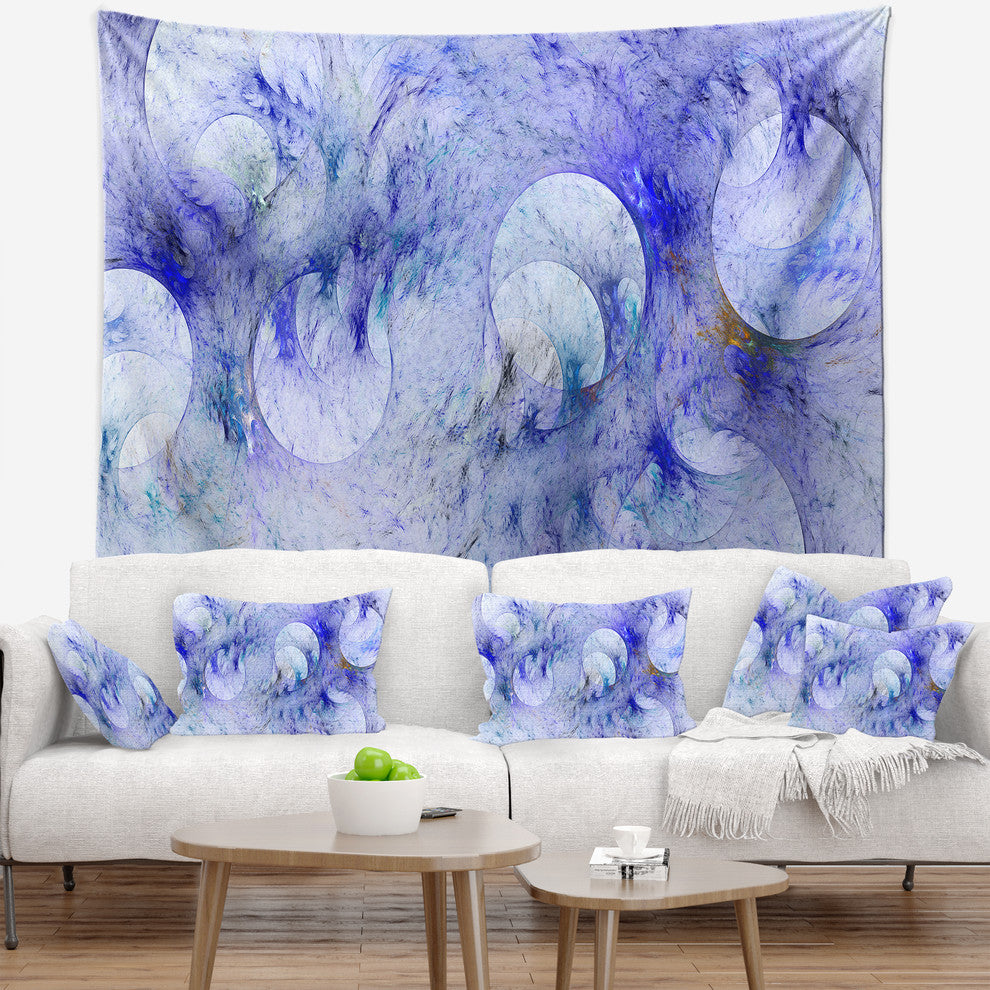 Light Blue Fractal Glass Texture Abstract Wall Tapestry, 60"x50"