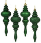4-Finish Regal Shatterproof Finial Christmas Ornaments, Set of 8, Emerald Green