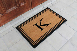 A1HC Black/Beige Coir Monogrammed Doormat 24"x39" , K