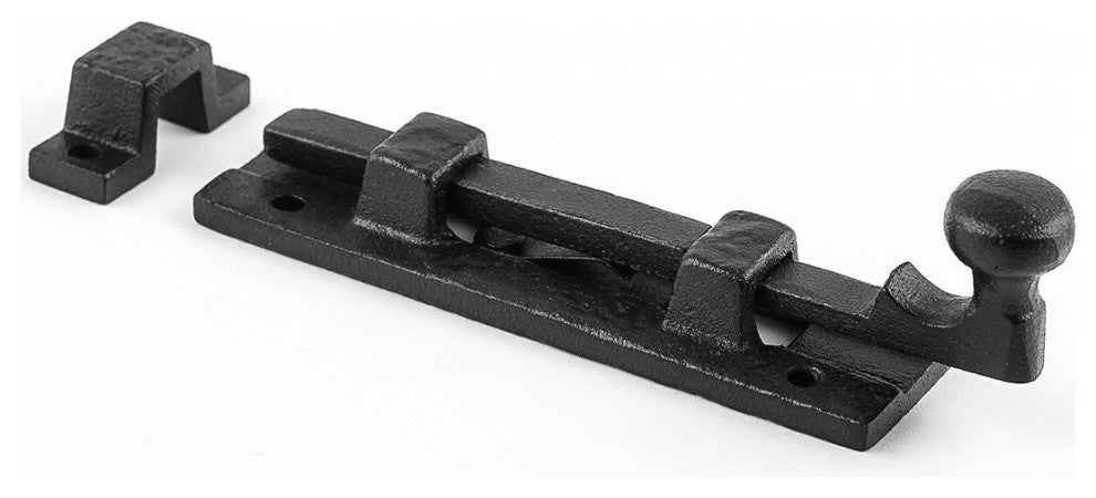 Black Slide Bolt Door Latch 4" L Wrought Iron Sliding Bolts with Catch Pack of 2