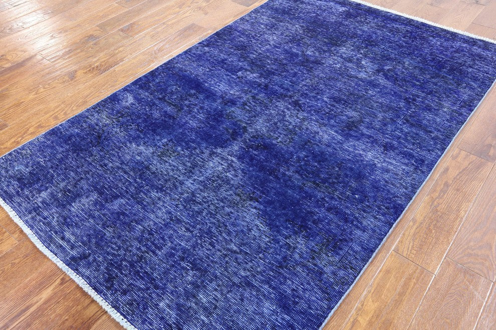 Oriental Blue Overdyed Rug 4'x6', W2589