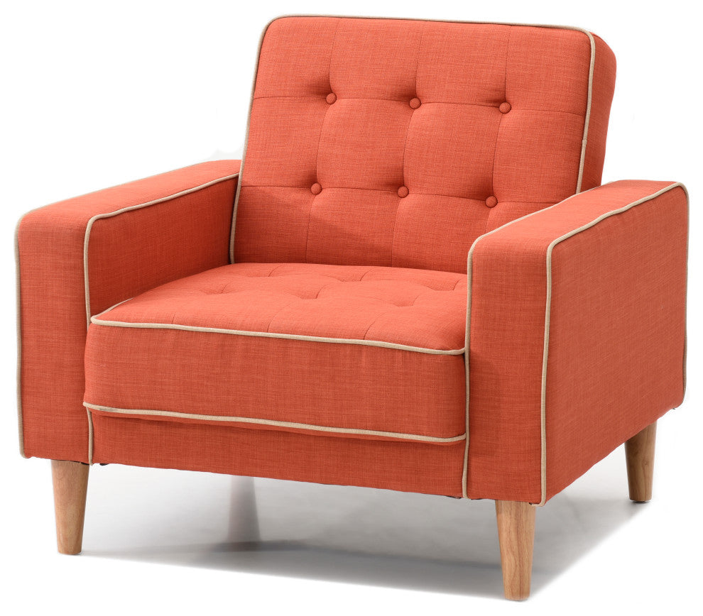 Navi Sleeper Chair, Tan Fabric, Orange Fabric